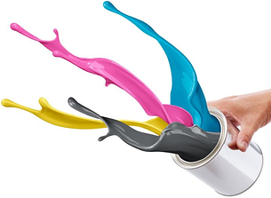 Colorful paint flying from can
