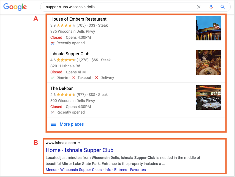 google-restaurant-listing