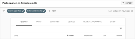 Google Search Console Performance on Search Results Report Filtering Options