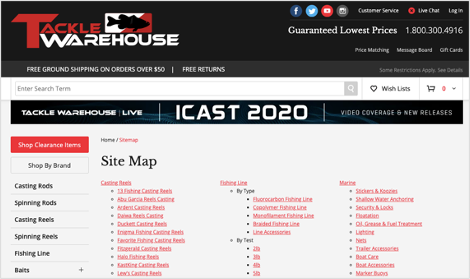 tackle-warehouse-sitemap