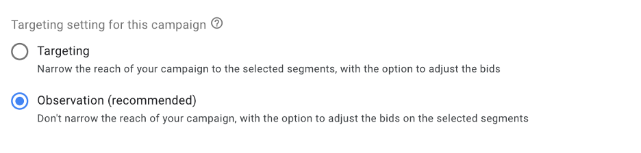 targeting observation setting