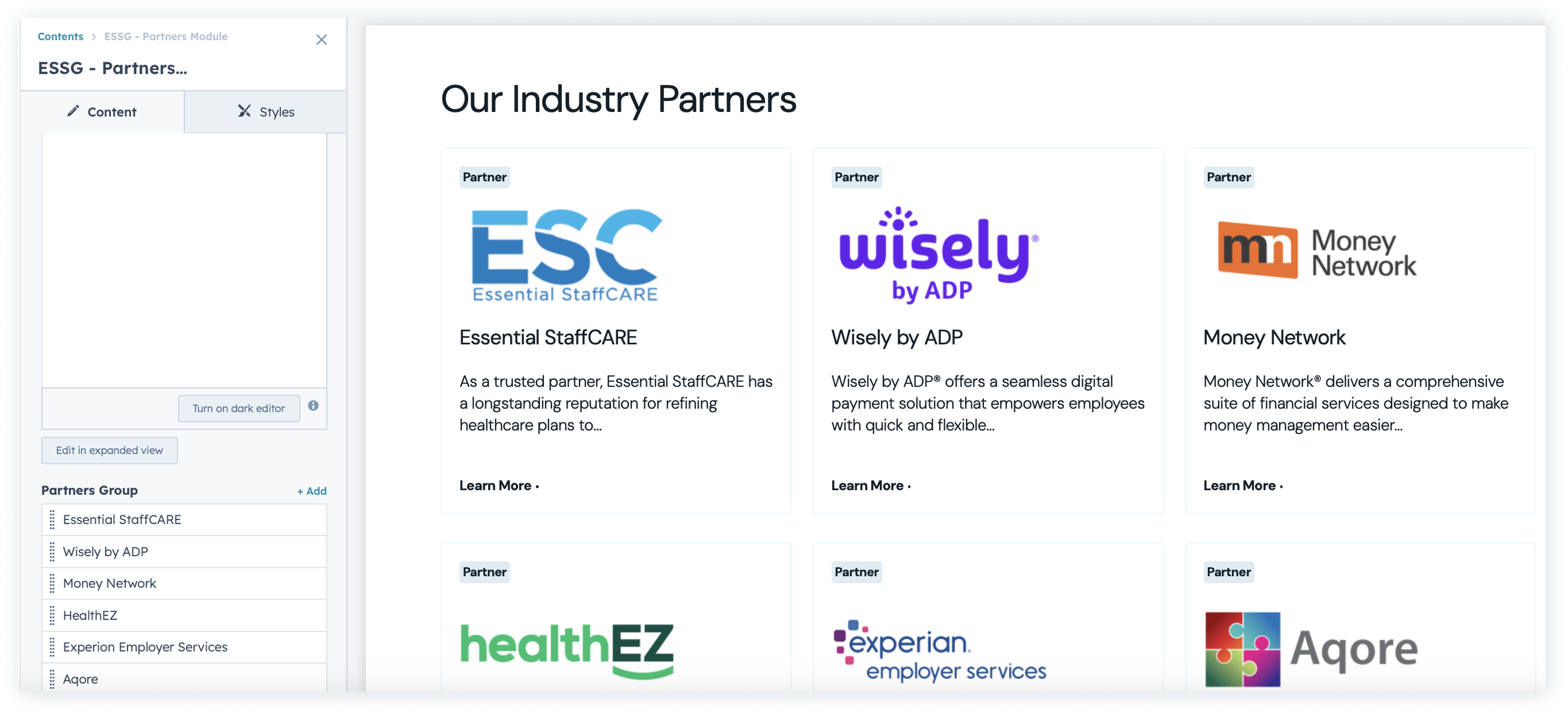 ESSG Editable Modules