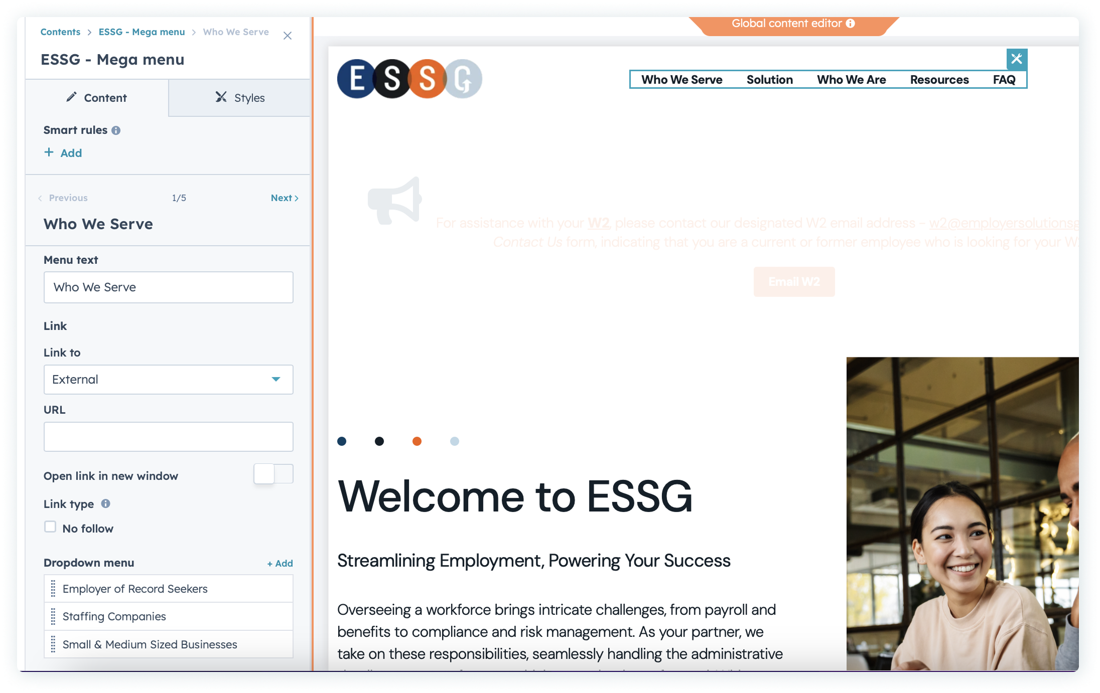 ESSG Mega Nav Editor