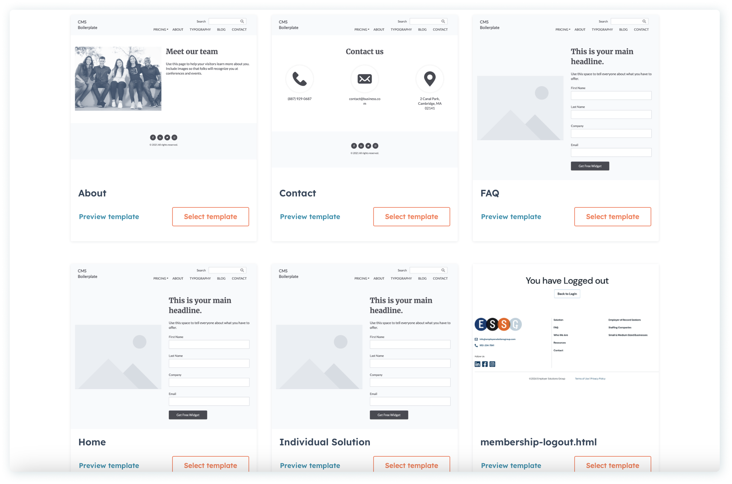 ESSG Templates